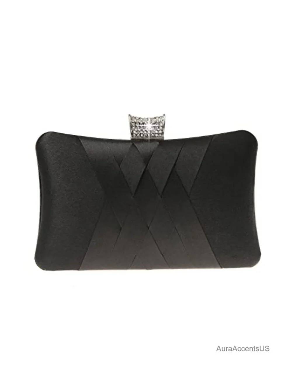 Satin Rhinestone Clutch Evening Bag Crossbody Purse Chain Shoulder Bag